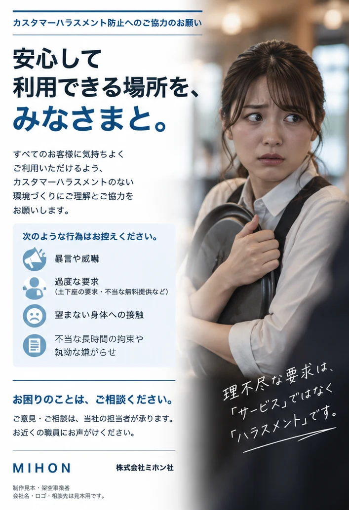 カスハラ防止の掲示物・制作見本